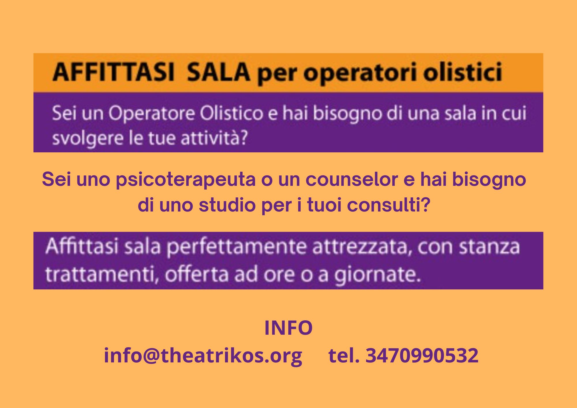 Cartello affitto sala